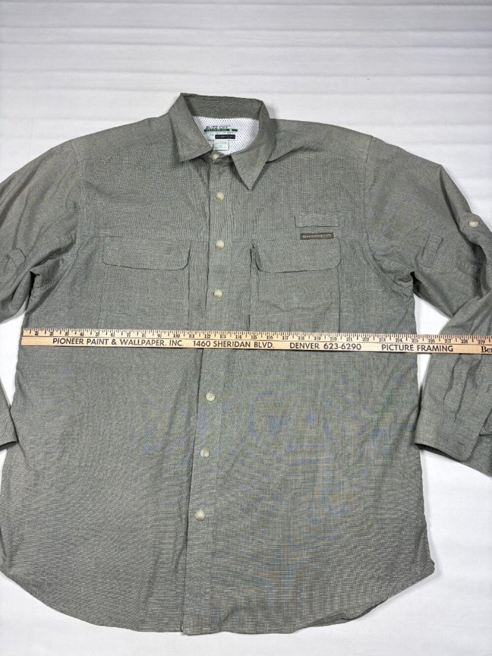 ExOfficio Buzz Off Insect Shield Repellent Green Long SleeveButton Shirt Mens XL - Picture 7 of 9